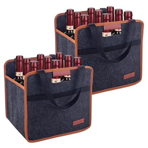9 Bottle Wine Carrier Tote Bag (9 Bottle-2PACK)