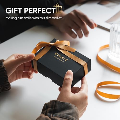 Pop up Card Wallet Minimalist Cash Wallets RFID Blocking Leather Smart Credit Card Holder with ID window for Men (Top-Grain Cowhide Black)