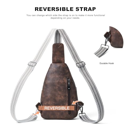 7L Crossboydy Sling Bag for Women Vegan Leather Crossbody Purse Fanny Pack Chest Bag for Travel (7L / 7l-coffee)