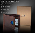 RFID Blocking Slim Bifold Genuine Leather Thin Minimalist Front Pocket Wallets for Men Billfold Wallet Men Gift (A. Texas Brown 2.0)