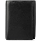 RFID Leather Trifold Wallets for Men ID Window (Rich Black)