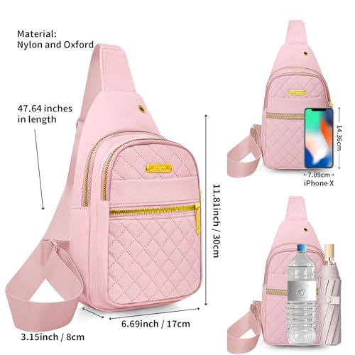 Small Sling Bag For Women Men Casual Crossbody Sling Backpack (Pink-8002)