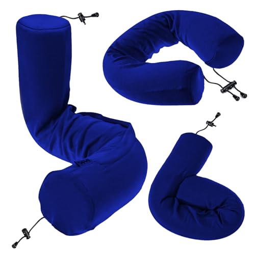 Twist Memory Foam Travel Pillow for Airplanes (Navy / Adjust (26" w/ cord))