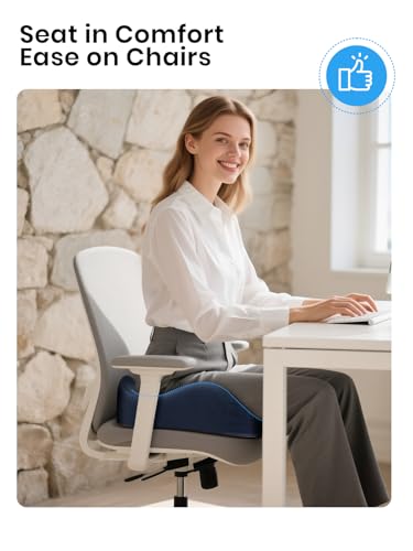 Seat Cushion Memory Foam Car Seat Pad (Dark Blue / 19 x 17 x 5 inches)