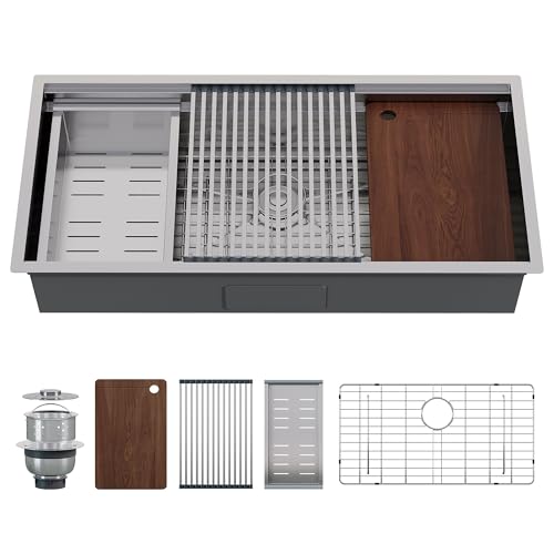 45 x 22 in Workstation Undermount Sink (Silver / 44.3-Inch)