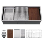 45 x 22 in Workstation Undermount Sink (Silver / 44.3-Inch)