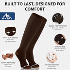 Copper Compression Dress Socks for Women & Men (XX-Large / Brown)