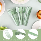 90 Pieces Gradient Sage Green Plastic Cutlery Set (Gradient Sage Green)