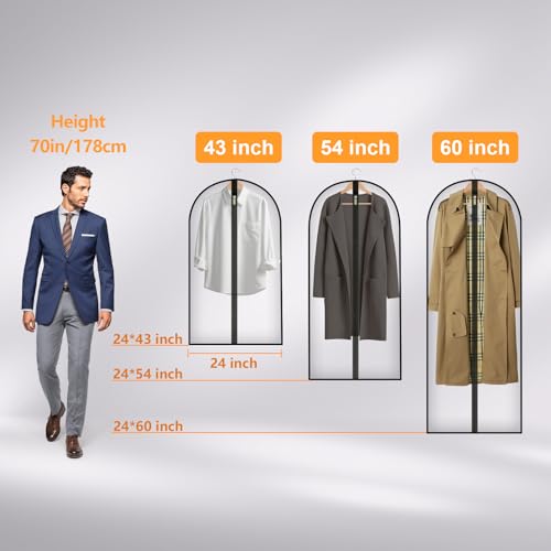 Travel Garment Suit Bag 43" for Hanging Clothes Storage for Men Suits Shirt (43" 1PK)
