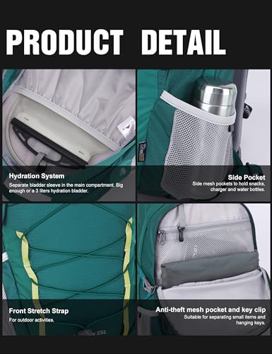 25L Hiking Backpack (Blue&green-25l / 25L)