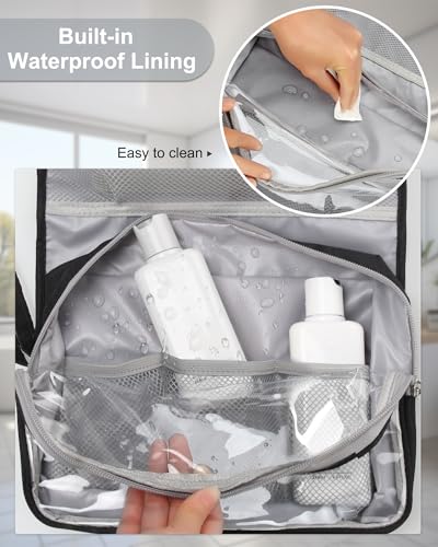 Travel Hanging Toiletry Bag for Men Women Travel Kit Shaving Bag (01 Black / Large)