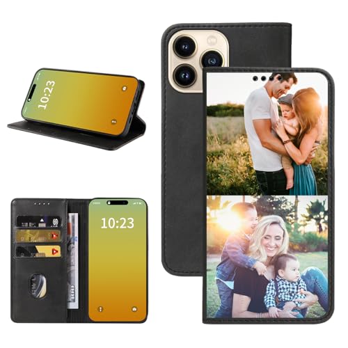 Custom Wallet Phone Case for iPhone 14 Pro (iPhone 14 Pro / Black-B)
