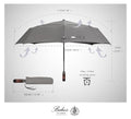 Folding Umbrella Real Wood Handle Auto Open Close Metallic Gray (Metallic Gray)