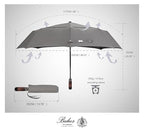 Folding Umbrella Real Wood Handle Auto Open Close Metallic Gray (Metallic Gray)