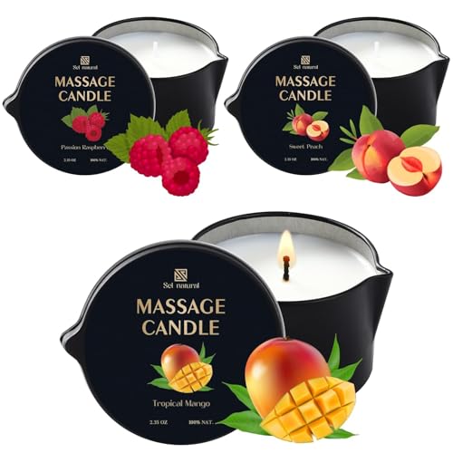 3 Pack Massage Oil Candles 2.35oz Low Temp Massage Candle Valentines Gifts (2.35 oz)