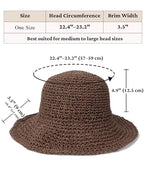 Womens Crochet Straw Sun Hat Foldable Floppy Wide Brim Beach Hat for Summer (One Size / Coffee)