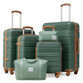 Luggage Sets with Spinner Wheels (6 piece set / GREEN-BROWN)
