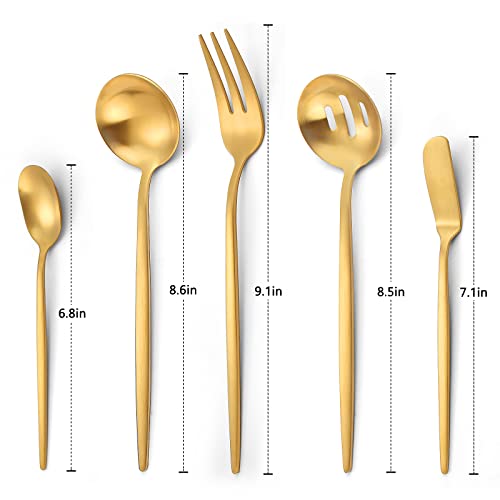 Matte Gold Serving Silverware Set (Matte Gold)
