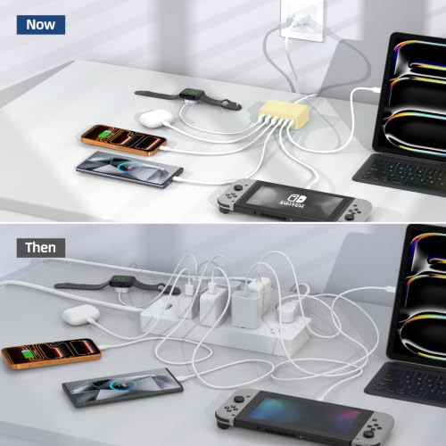 100W 6 in 1 USB Charger (Yellow)
