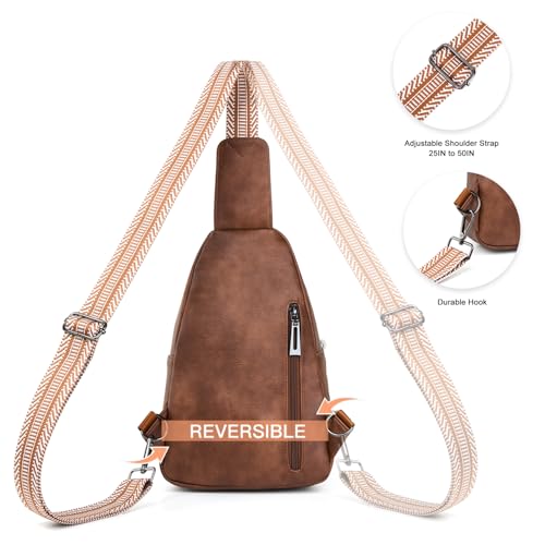 7L Sling Bag for Women Vegan Leather Crossbody Purse Chest Bags Fashionable Trendy Fanny Pack with Travel (7L / 7l-m-brown)