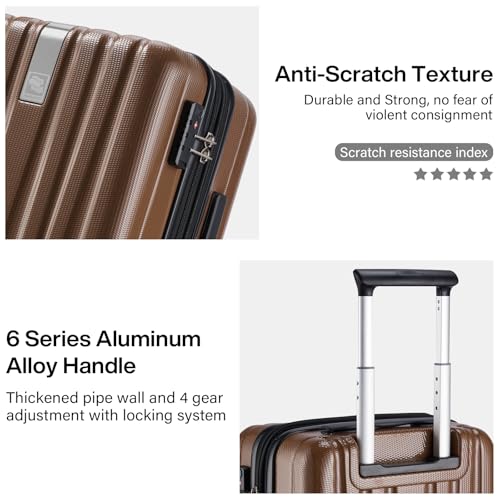 20 Inch Expandable Carry on Luggage 22x14x9 Airline Approved (20 Inch EXT / Brown)
