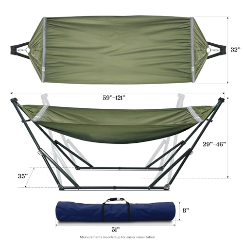 Sturdy Steel Hammock Stand Premium Cotton Canvas Hammock (3. Sage)