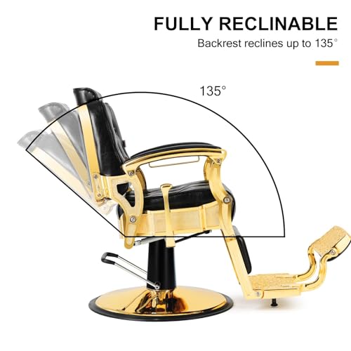 Barber Chair Salon Chair Heavy Duty Barber Chair (Gold)