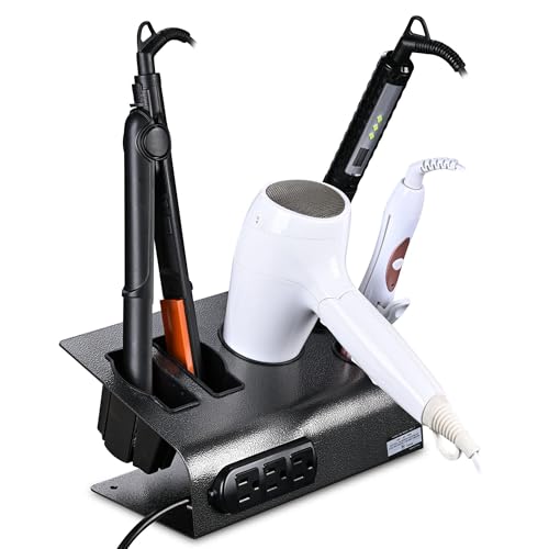 BYOOTIQUE 6 Hole Tabletop Blow Dryer & Hair Iron Holder Salon Stand Pack 2 (9.8x7.4x4.7 Inch (Pack of 2))