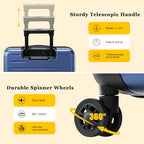 Expandable 16 Inch Underseat Carry On Luggage Airline Approved (Navy Blue / 16 Inch Underseat EXT)