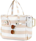 Beach Bag for Women (Light Khaki White)