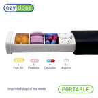 Weekly (7-Day) Pill Organizer, Sliding Medicine Planner, Gray (Black / 6.5 Inch)