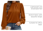 Fall Outfits for Women 2026 Long Sleeve Shirts for Women Blouses Business Casual Womens Tops Mock Neck Tunic Fall Tops Pleated Winter Clothes Fashion Clothing Caramel S (05 - Caramel / Small)