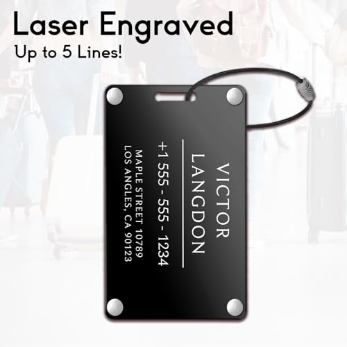 Personalized Luggage Tags for Suitcases (Pure Text-black-largename)