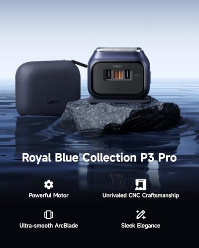 P3 Pro 3 Blade Men Travel Electric Shaver Set with Travel Pod (Blue Set)