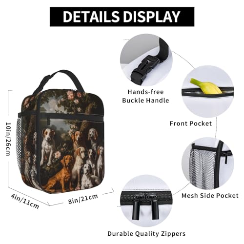 Vintage Dog Insulated Lunch Box for Women Men Retro Flower and Pet Lunch Bag for Travel (Dog02)