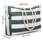 Beach Bags for Women Large Waterproof Beach Tote Bag Zipper Beach Bags Waterproof Sandproof Swim Pool Bag Large Tote (Army Green)