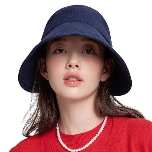 Linen Victorian Bonnet Hat Sun Cap (Small-Large / Navy)