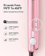 Salon Flat Iron Hair Straightener (1 inch / Bright Rose Gold)