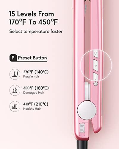 Salon Flat Iron Hair Straightener (1 inch / Bright Rose Gold)