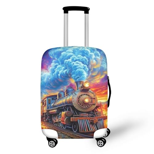 Vintage Sunset Steam Train Print Luggage Cover (S(for 18-21 inch luggage) / Sunset Train)