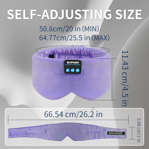 Sleep Mask Bluetooth 5.4 Headphones Soft Wireless Headband Eye Mask Blackout with Microphone (Lilac)