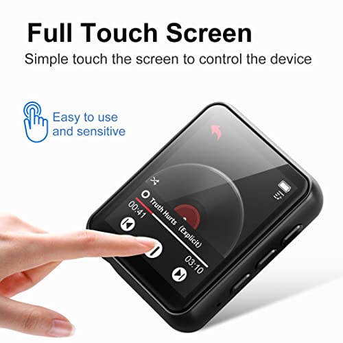 64GB MP3 Player Bluetooth 5.3 Touch Screen Music Player Portable mp3 Player with Speakers high Fidelity Lossless Sound Quality mp3 FM Radio Recording e (Black)