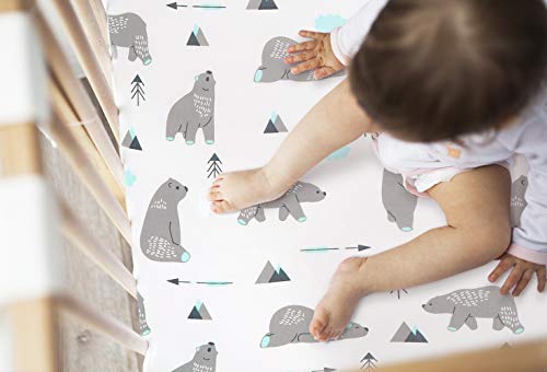 Baby Fitted Crib Sheets (Owl Bear / 52X28 Inch)