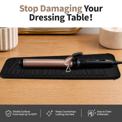 2 Pack Silicone Heat Resistant Travel Mat Pouch for Straighteners (2 Pack / Black&grey)