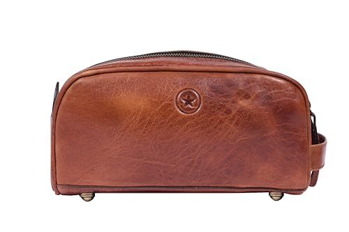 Aaron Leather Goods Waterproof Dopp Kit Travel Pouch (Jade Brown)