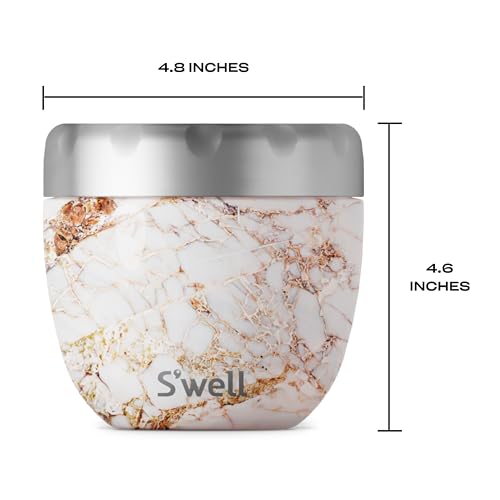 Eats 2-in-1 Nesting Bowls Triple-Layered Vacuum-Insulated Containers Keeps Food and Drinks Cold for 11 Hours and Hot for 7-with No Condensation-BPA Free, 21.5 oz, Calacatta Gold (Calacatta Gold / 21.5 ounces)