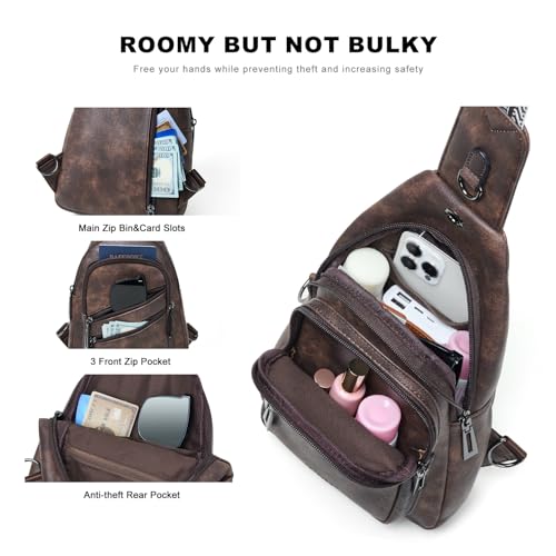 7L Crossboydy Sling Bag for Women Vegan Leather Crossbody Purse Fanny Pack Chest Bag for Travel (7L / 7l-coffee)