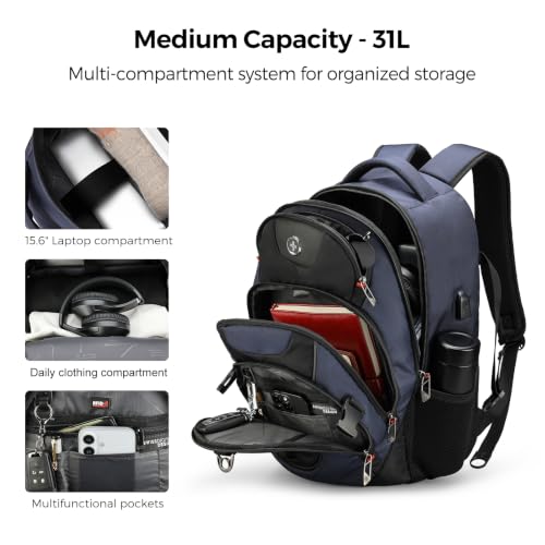 Design Travel Laptop Backpack for Men with USB SD803 (Black/Blue / Standard)