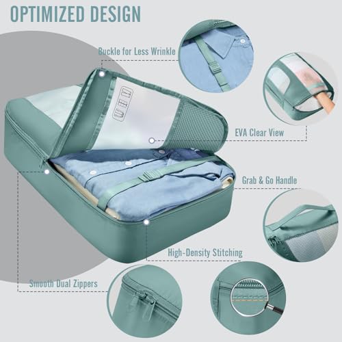 8 Set Packing Cubes for Travel Essentials (15 Blue Gray)