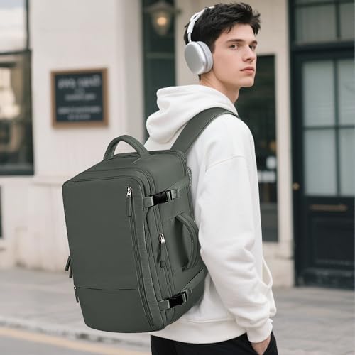 Travel Backpack for Men Women (Olive-green / Large)